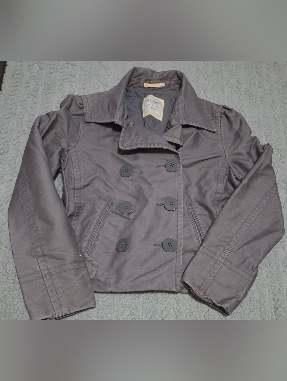 Old Navy Women's Charcoal Double-Breasted Pea Coat